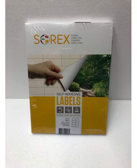 SOREX SELF ADHESIVE LABELS NO.8 PKT OF 100 SHEETS - SOR-105074