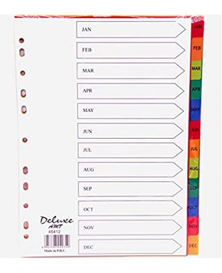 DELUXE AMT COLOR DIVIDER JAN - DEC BOX OF 20 SETS - JAN DEC 45412