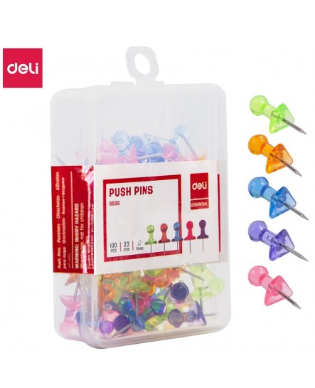 TRANSPARENT PUSH PIN DELI 1X100 - 0030