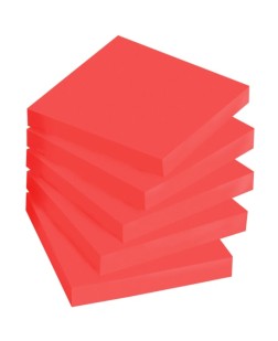 N6626 NEON STICKY NOTE RED 75 X 75 MM OR 3 X 3 INCH