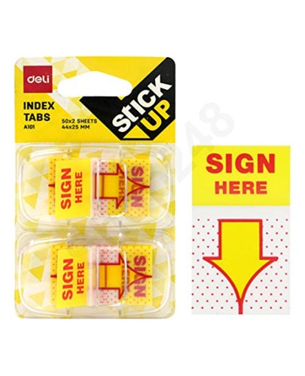 EA10101 DELI SIGN HERE STICKER 50X2 YELLOW PKT OF 24 PCS