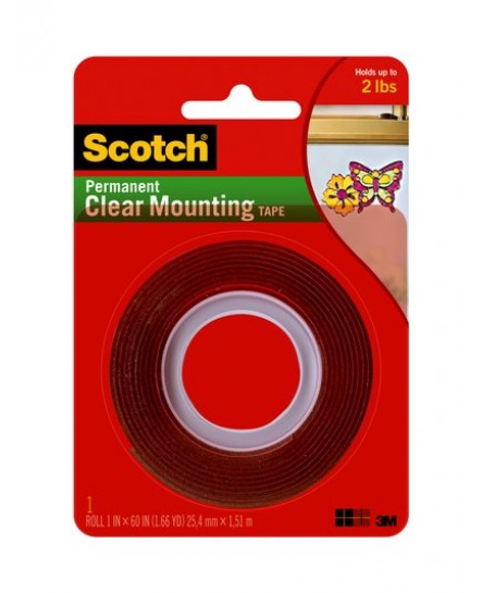 SCOTCH MOUNTING TAPE 2.54CMX1.52MM CLEAR