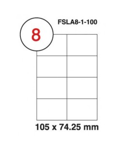 FSLA8-1-100 FIS A4 MULTIPURPOSE WHITE LABEL 105X74.2MM 100 PCS