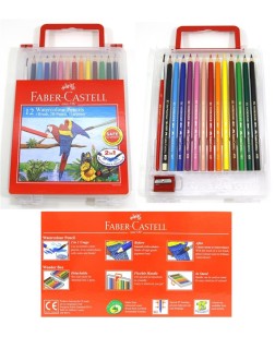 FABER CASTELL - Water Colour Pencils (Box of 12 Pencils + 1 Brush)